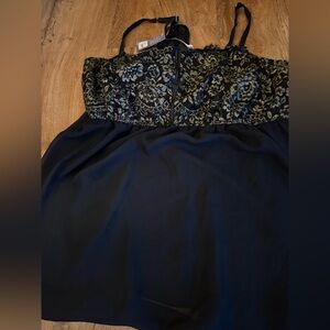 Cacique Sz 26/28 Sexy Lingerie Gold Lace Chemise Babydoll Adjustable plus NWT.